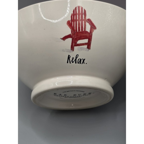 Rae Dunn Other - Rae Dunn RELAX Bowl Red Adirondack Chair Red Interior Artisan Magenta
